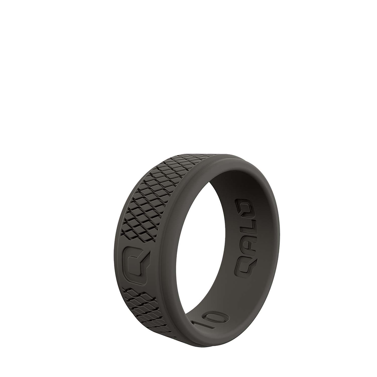 Men’s Crosshatch Dark Grey Silicone Ring - Size 9